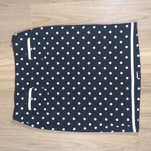 Talbot's Navy Polkadot Cotton Pencil Skirt
